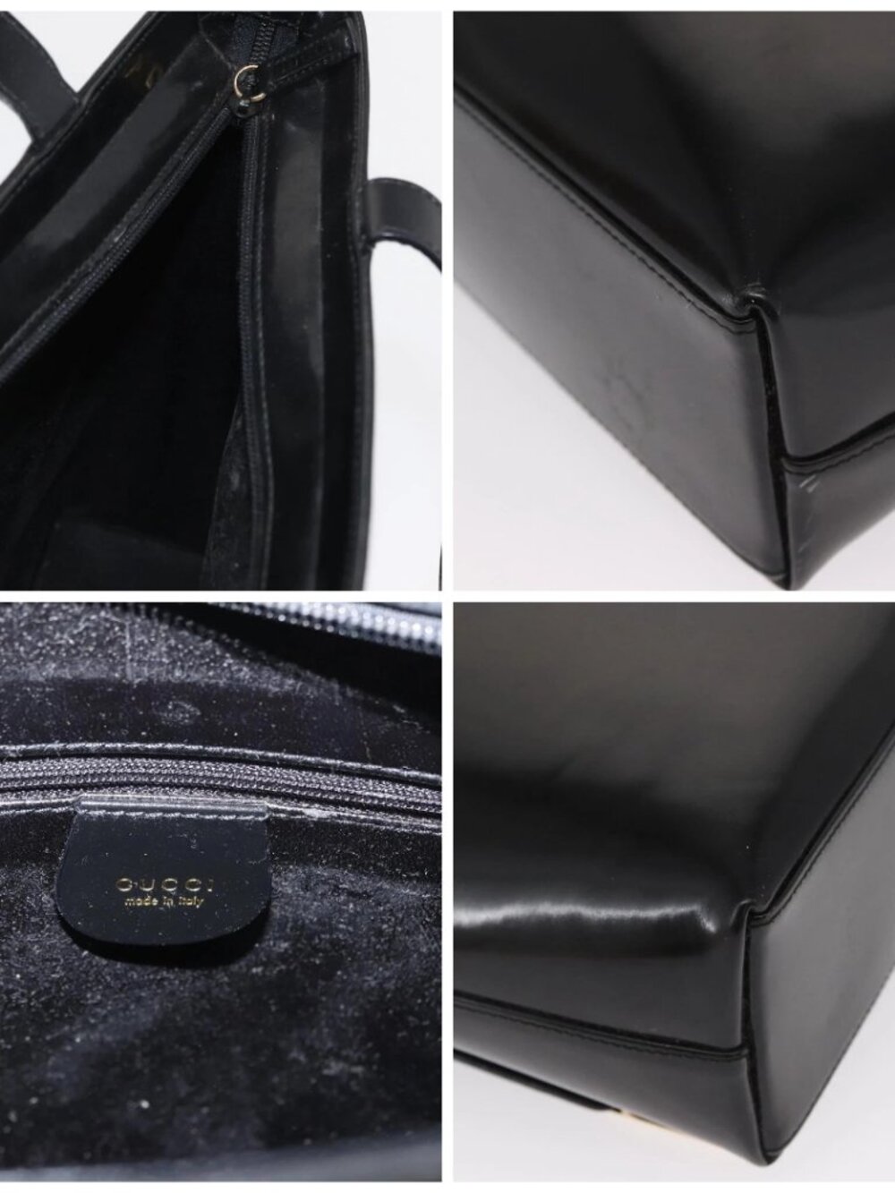 GUCCI Tote Bag Patent leather Black Gold Auth - Picture 13 of 16